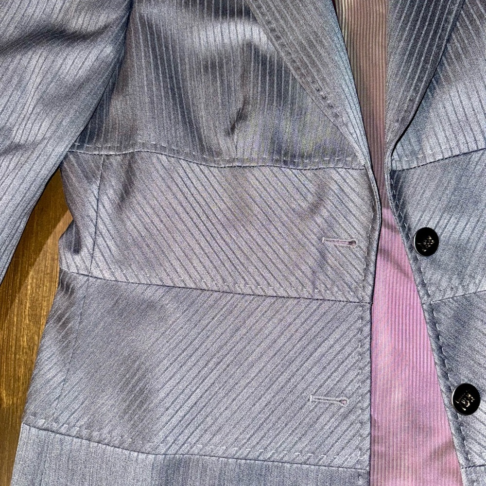 Vintage Escada Blazer, Dark Grey, Textured Long Jacket - Picture 4 of 8